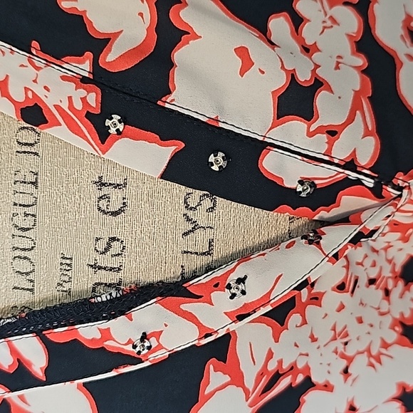 Tommy Hilfiger sz S/P blouse navy white coral - Picture 4 of 11